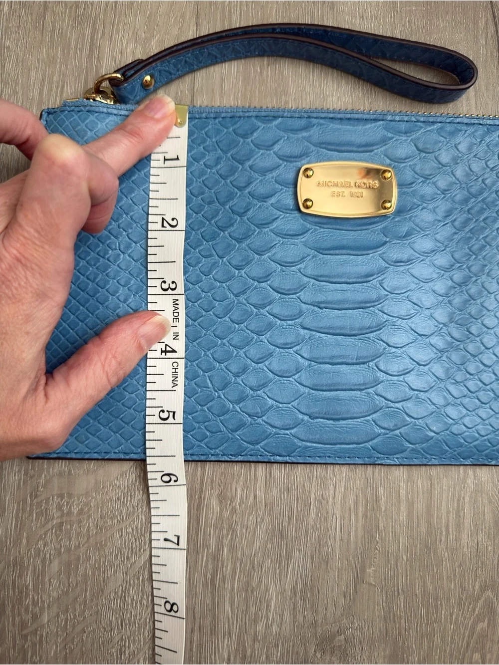 Michael Kors embossed snake leather wristlet clutch wallet